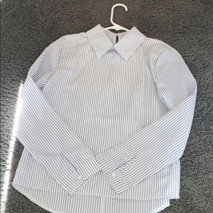 Blue and white striped blouse